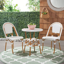 SAFAVIEH Outdoor - California 3 Piece Bistro Set - White Faux Wicker & Aluminum Frame - Coastal Design - Ideal for Patio, Deck, Sunroom, Dining Area (PAT9505C-KIT2)