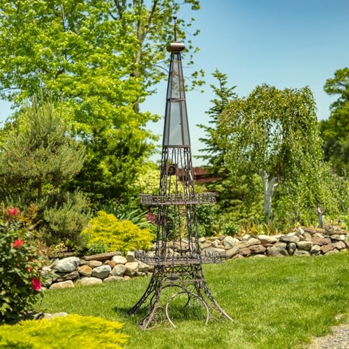 Zaer Ltd. Two-Tiered Metal Plant Stand Eiffel Tower-Inspired Copper Brown