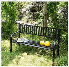 KLYCHF Garden Bench Outdoor Bench Patio Bench Front Porch Furniture Outdoor Park Bench Lounge Chair Cast Iron Steel Frame Metal Garden Back Seat Outdo (A with Cushion) (C Without Cushion)