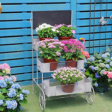 RWGOVLU Rotatable Three-Tier Flower Stand, American Industrial Style Flower Stand with Wheels, Outdoor Garden Flower Shop Floor Decoration
