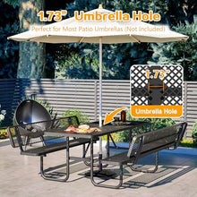 SENPUST 72" Picnic Table with Backrest, Rectangular Metal Picnic Table