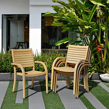 Amazonia Arizona 5 Piece Round Eucalyptus Patio Dining Set Teak Finish