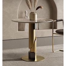 CHmrfvqtus Couch Side Table Slate Round Light Luxury Negotiation Table Small Meeting Office Leisure Decoration Coffee(60 * 75cm)