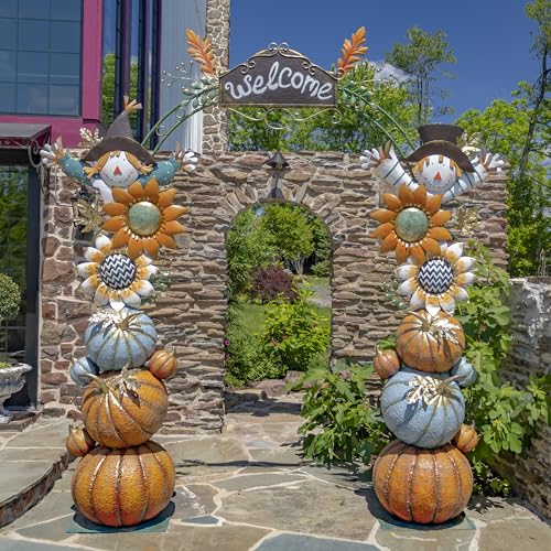 Large Metal Halloween Archway Arbor (Scarecrows, Sunflowers & Pumpkins)