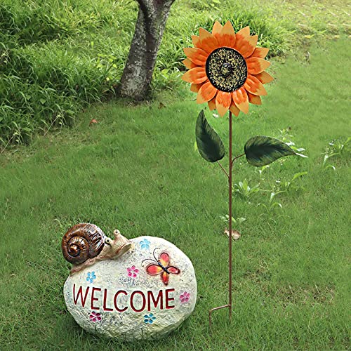 LFFH Sunflower Weathervane, Iron Garden Spinner Outdoor Decor Wind Catchers Bring A Snail Sculpture for Decorative Lawn