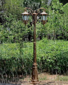 CUTPOIY High Pole Lamp with Striped Glass Shade Post Lighting Street Light for Patio, Garden, Walkway (120.08″)