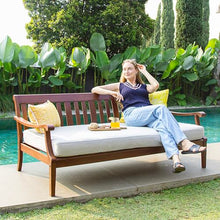 Cambridge Casual Solid Wood Como Daybed, 3-Seater Patio Sofa Bed with Removable Cushion, Weather-Resistant Frame, Natural Brown/Oyster