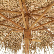 Foknhdi Bamboo Garden Parasol 106.3 Inch Patio Umbrella with Banana Leaf Roof, Tropical Shade for Yard Terrace Deck and Bar, Foldable Design with 1.77 Inch Pole