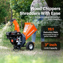WOODKINGO Mini Wood Chipper Shredder Mulcher Heavy Duty 7HP Compact Design 3" Inch Max Capacity 212cc Gas Powered Engine 4-Stroke Fast Chipping Chopping for Forestry, Gardens,Landscaping(WK-02)