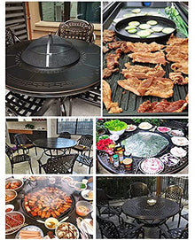 ERoomQ Wood Fire Pits Outdoor 122cm/48 Garden Grill Table - Wood Burning Fire Pit, Aluminum Round Indoor and Outdoor Table and Chair Set-with 4 Chairs, Suitable for Garden Terrace Lawn