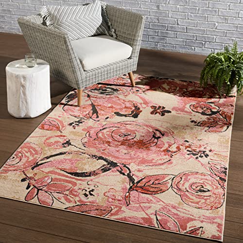 Jaipur Living Indoor Outdoor 10x13 Large Area Rug Floral Pink