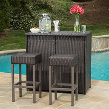 Christopher Knight Home Toranto Outdoor Wicker Bar Island Set 3-Pcs Multibrown