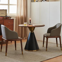 Bar Height Table Modern Round Dining Table 40", Solid Wood Black Gold Base