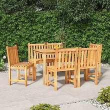 LKJVFCPW 7-Piece Outdoor Dining Set, Solid Teak Wood Patio Table and 6 Chairs, Weather-Resistant Garden Furniture for Backyard, Deck, and Indoor Dining