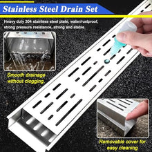 BYFSRUS Low Profile Stainless Steel Linear Shower Drain, 6.6ft Jointable Trench Drain System for Driveway/Deck/Patio, Removable Cover, Pack of 10