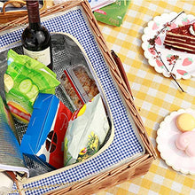 YEDECOR Handmade Wicker Picnic Basket for 4 with Insulated Cooler, Willow Hamper Basket Sets with Utensils Cutlery Perfect for Picnic, Camping, Outdoors, Photoshoot, Birthday Gift,Blue