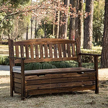 ZOCWJK Garden Benches, Park Bench Patio Garden Bench Backyard Benches, Outdoor Carbonized Solid Wood Storage Bench, Large Deck Box in The Garden Backyard with Backrest, Patio Fu(