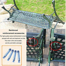 Outdoor Garden Bench, Outdoor Furniture Cast Iron Porch Bench, Anti-Rust Iron Art Leisure Terrace Bench, Suitable for Deck/Lawn/Street(Carved Green)