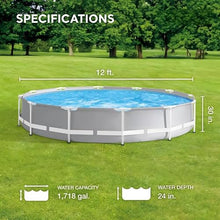 12ft x 30in Metal Frame Round Above Ground Swimming Pool with Cartridge