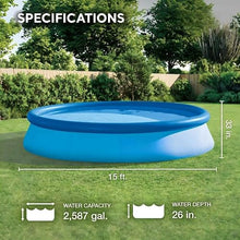 15ft x 33in Round Inflatable Outdoor Swimming Pool w/Filter Pump & Filter