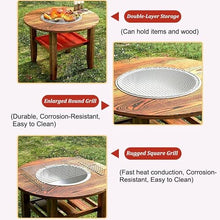 Double-Layer Fire Pit Table, Outdoor Fire Pit Bowl with Handles &Grills, Heating Barbecue Stove,Outdoor Fireplaces,Stove Tea Table, for Outside Patio Camping