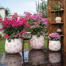 Resin-Stone Composite Pots for Plants, Vintage Plant Pot with Drainage Hole, Classic Flower Pot, Outdoor Large Planter for Gardening, Hotel Decoration(Marble-White,Large)