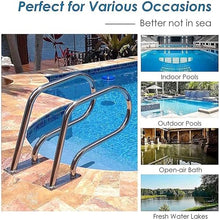Pool Handrail Swimming Pool Safety Hand Rail Stainless Steel Swimming Pool Handrails, Pool Ramp Safety Railings with Flange Quick Installation Base, for Inground Pool Entrance