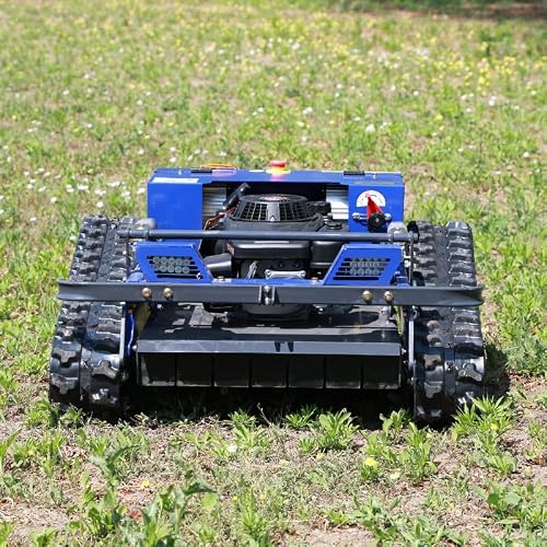 NUOYU 9HP Gas Remote Control Lawn Mower, 55cm Deck, 2-15cm Electric Height, 45° Slope, Auto-Retract Blades, 1600W Brushless Motor, Zero Turn, Tracked Mower for Farm & Dense Grass