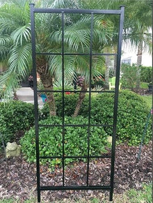 Classic Metal Garden Trellis, Black, with 12" Ground Stake, Plant Trellis, All Aluminum, Handmade, 65" x 27", Garden Decor, Yard Art