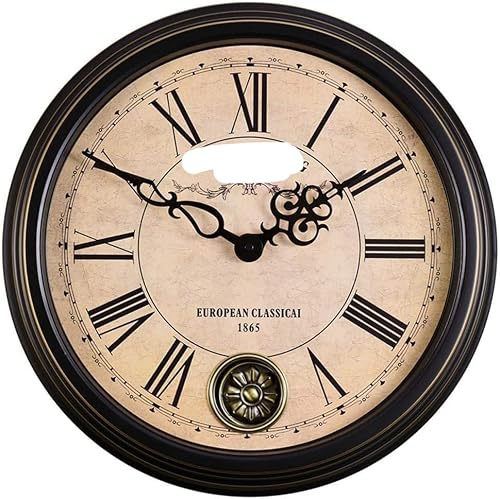 NUHSLF Classic Outdoor Garden Wall Clock, Retro Silent Quartz Clock Garden Clocks Outdoor Waterproof Swing Nostalgic Clock Outside Clock Outdoor Wall Clock Indoor Outdoor Deco