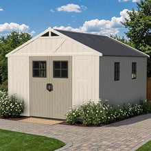 Patiowell 10x12 FT Resin Outdoor Storage Shed with Floor and Skylight,Beige