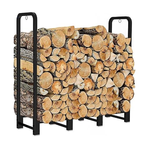 ADRERIC 8FT Firewood Rack Outdoor, Heavy Duty Adjustable Firewood log Storage & Holder, Wood Pile Lumber Storage Rack Stacking Outside for Courtyard Patio.