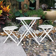 RNQZ 3 Pieces Indoor/Outdoor Wrought Iron Material Set, Patio Balcony Furniture w/Coffee Table 2 Chairs and 1 Table for Backyard, Garden, Porch, White