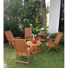 Chic Teak Round Outdoor Wood Patio Coffee Table 31 Inch Brown Classic Hand Waxed Water Resistant Weather