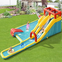 BOUNTECH Inflatable Water Slide, Dual Slides Kids Water Slide Park Jump Bouncy Castle w/2 Swimming Rings, Blower, Large Splash Pool, Backyard Blow up Water Slides Inflatables for Big Kids 3-12 Outdoor