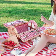 ZYBB Picnic Basket Wicker with Cutlery Insulation Bag for 2 People 45x26x25cm