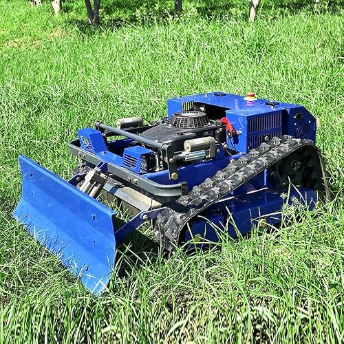 RC Lawn Mower with Plow Attachment – 7.5HP Petrol, 700m Remote, 52cm Deck, 2-15cm Height, 44° Slope, Self-Developed Circuit – for Garden, Farm, Snow Clearing – All-Season Tracked Tool
