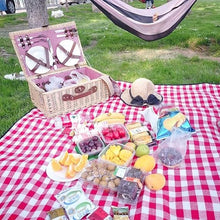 ZYBB Outdoor Picnic Basket Wicker Picnic Basket with Cutlery Handle and Shoulder Strap Large Storage Basket for 4 (Color:B)