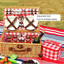 ZYBB Picnic Basket Wicker with Cutlery Insulation Bag Wine Glass Seasoning Bottle Large for 4 People 46X31x20cm