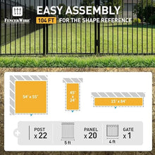 Fencer Wire 104FT Heavy Duty Arc Fence Barrier Kit, Anti-Rust Metal Steel Fence with 6FT Height X 5FT Width Panels, Gate, Posts, Connectors, Diameter Outdoor Fencing for Yard, Pool, Patio