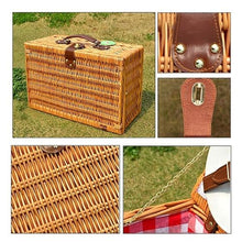 ZYBB Picnic Basket Wicker with Cutlery Insulation Bag Wine Glass Seasoning Bottle Large for 4 People 46X31x20cm