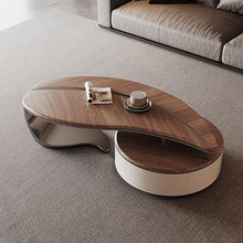 Side End Table Vintage Walnut Coffee Table for Living Room, Unique Shape Design, Retro-Style Tea Table, Perfect for Home Use, Stylish and Durable Furniture Accent Coffee Table for Living Room Bedroom