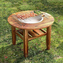 Double-Layer Fire Pit Table, Outdoor Fire Pit Bowl with Handles &Grills, Heating Barbecue Stove,Outdoor Fireplaces,Stove Tea Table, for Outside Patio Camping