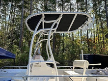 Make A Wake Marine Heavy-Duty Boat T-Top with 5 Rod Holders White Powdercoat w/ Black Canvas