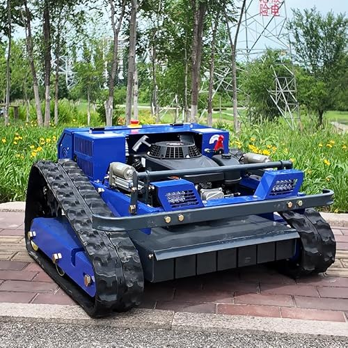 AIWEIYA 9HP Hybrid Remote Control Lawn Mower, 55cm Cutting Deck, 2-15cm Electric Height Adjust, 45° Slope Climbing, Zero Turn, Brushless Motor, Tracked Mower for Garden Farm Orchard