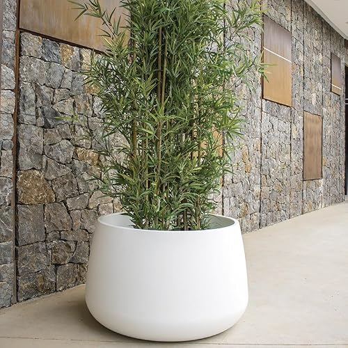 Moovere Large Round White Planter 31.1 x 18.3 in, Outdoor Indoor Planter Pot for Garden, Patio and Pool Area – Camelia 80