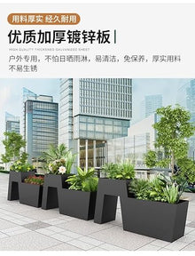 cold moon Customized Outdoor Stainless Steel Tree Pot Flower Box Flower Trough Flower Stand Sales Department Flower Pot guardrail Flower Bed Commercial Street Planting Box (Three-Piece Set)