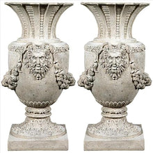 Design Toscano Greek Pan of Olympus Architectural Garden Urns Set of Two Roman Stone