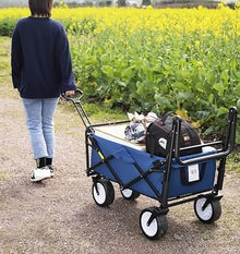PUCNHZYNW Heavy Duty Folding Camping Beach Garden Trolley Cart with 4 Wheels Outdoor Pull Wagon for Shopping Festivals and Camping Red