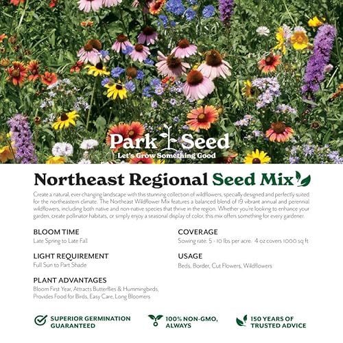 Park Seed Vibrant Annual and Perennial Wildflower Garden Seeds Northeast Regional Mix 25 lbs